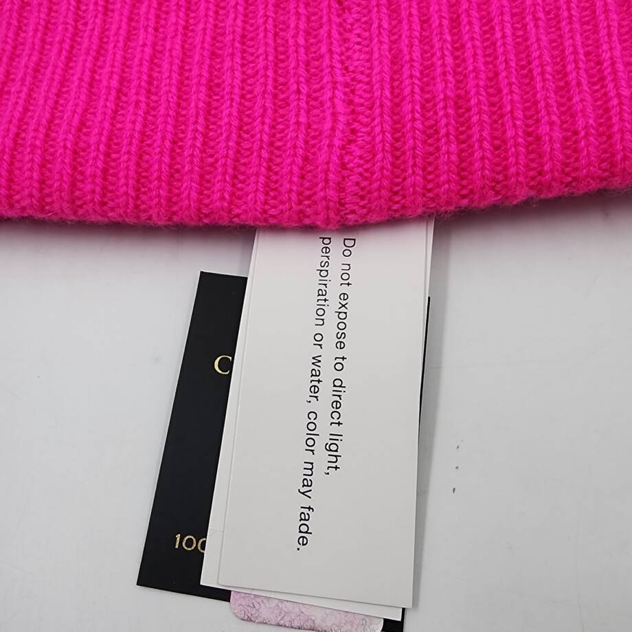 Charter Club Cashmere Cuffed Beanie Hat Women's One Size Pink Flame Solid