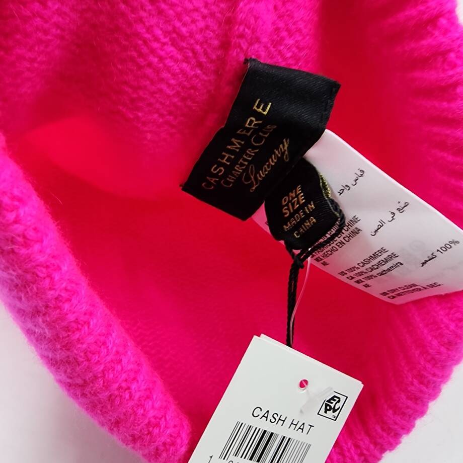 Charter Club Cashmere Cuffed Beanie Hat Women's One Size Pink Flame Solid