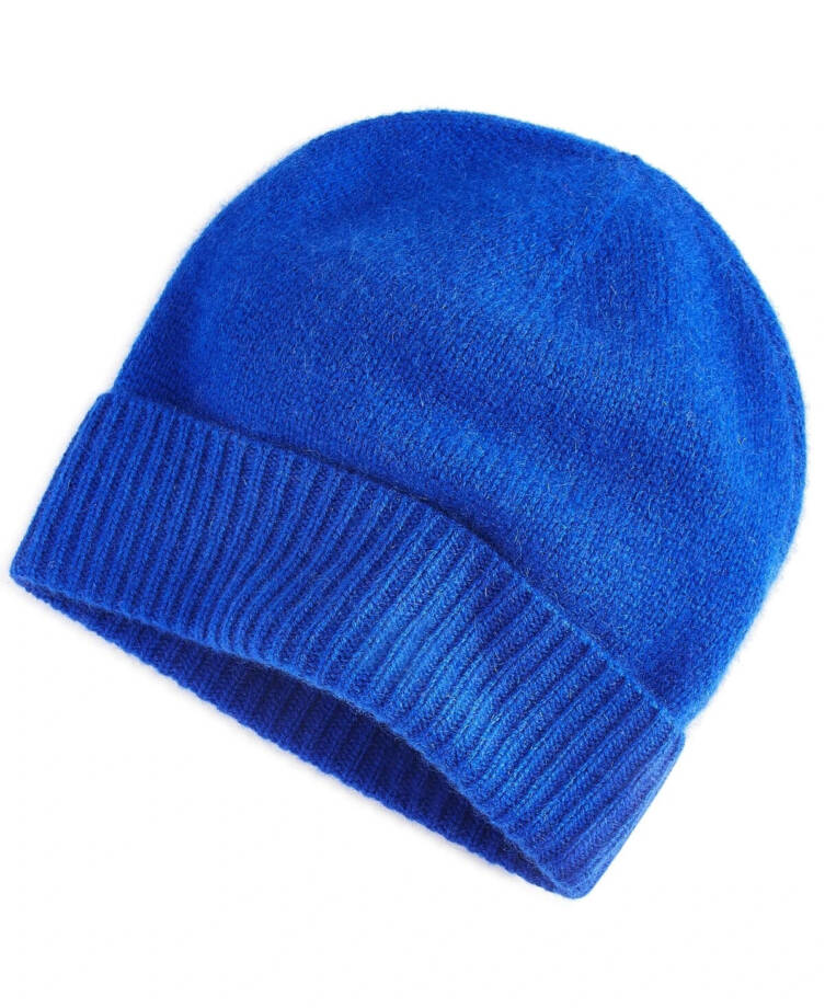 Charter Club Cashmere Ribbed Cuff Beanie Women's One Size Bright Blue Stretch