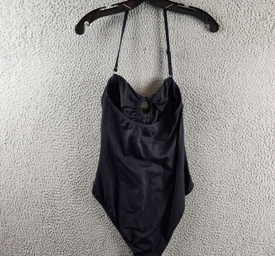 Carmen Marc Valvo Convertible Bandeau One-Piece Swimsuit Women's 12 Black