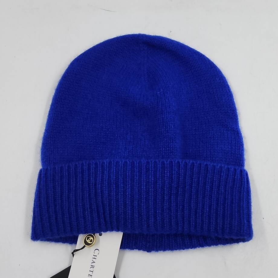 Charter Club Cashmere Ribbed Cuff Beanie Women's One Size Bright Blue Stretch