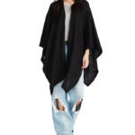 Steve Madden Open Front Solid Boucle Lurex Cape Sweater Women's One Size Black