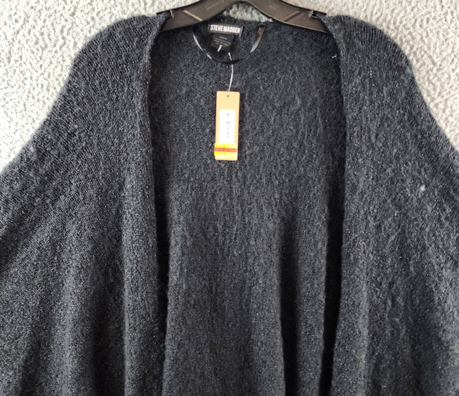 Steve Madden Open Front Solid Boucle Lurex Cape Sweater Women's One Size Black
