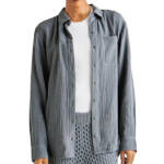 Splendid Kit Gauze Shirt Women's S Storm Collared Long Sleeve Button Closure