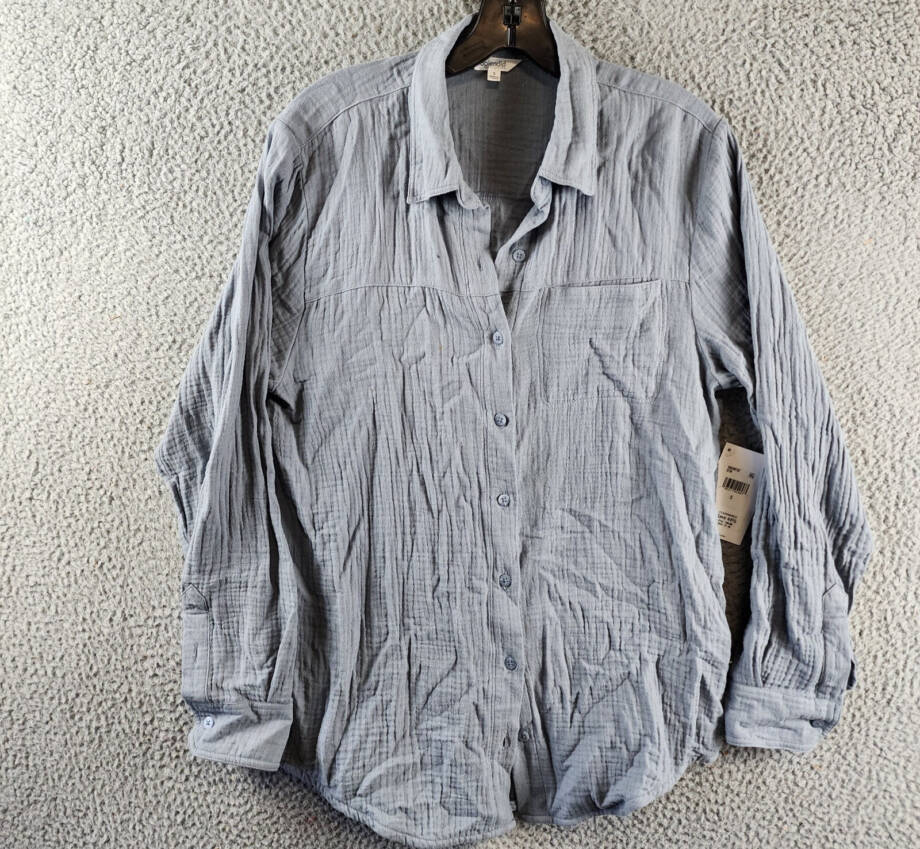 Splendid Kit Gauze Shirt Women's S Storm Collared Long Sleeve Button Closure