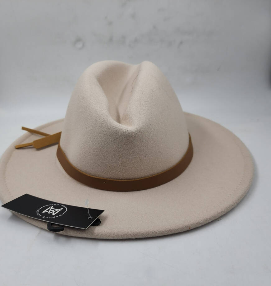 Marcus Adler Faux Leather Knotted Band Wool Blend Felt Hat Women's O/S Bone