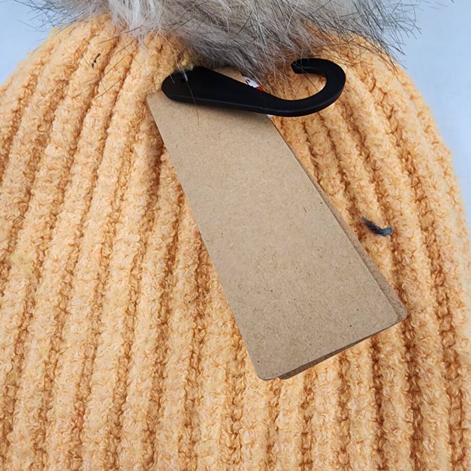Steve Madden Cloud Knit Faux-Fur Pom Pom Beanie Women's One Size Orange