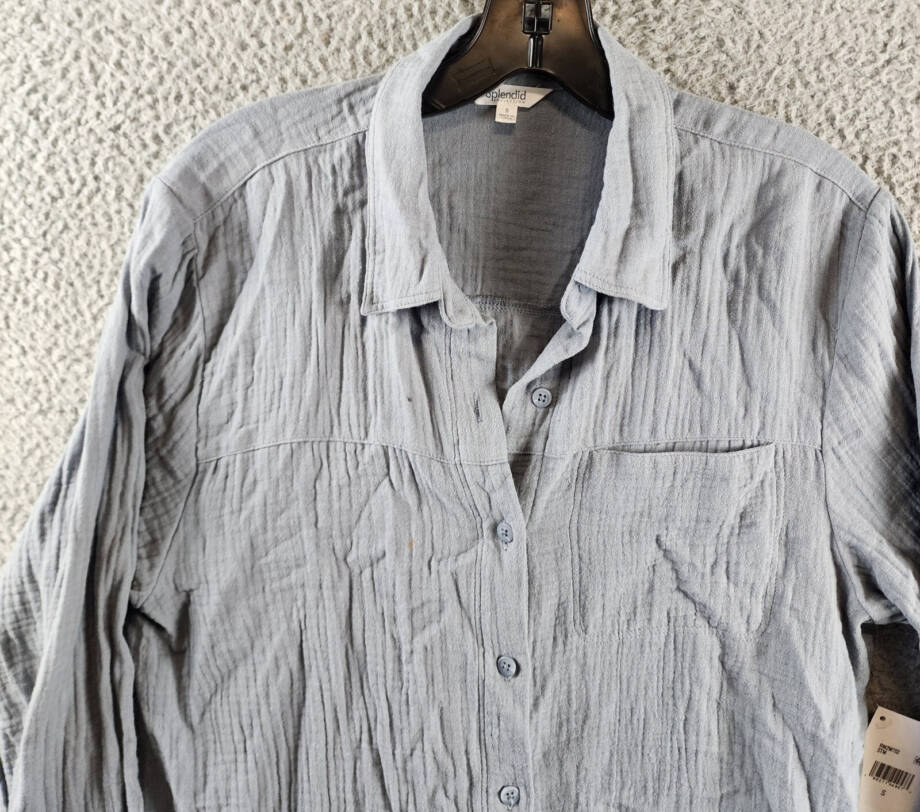 Splendid Kit Gauze Shirt Women's S Storm Collared Long Sleeve Button Closure
