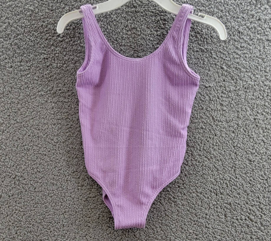 Roxy Aruba Textured One-Piece Swimsuit Girls 8 Crocus Petal Scoop Neck Low Back