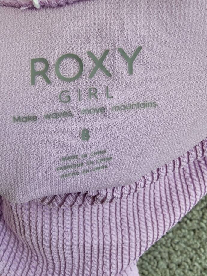 Roxy Aruba Textured One-Piece Swimsuit Girls 8 Crocus Petal Scoop Neck Low Back
