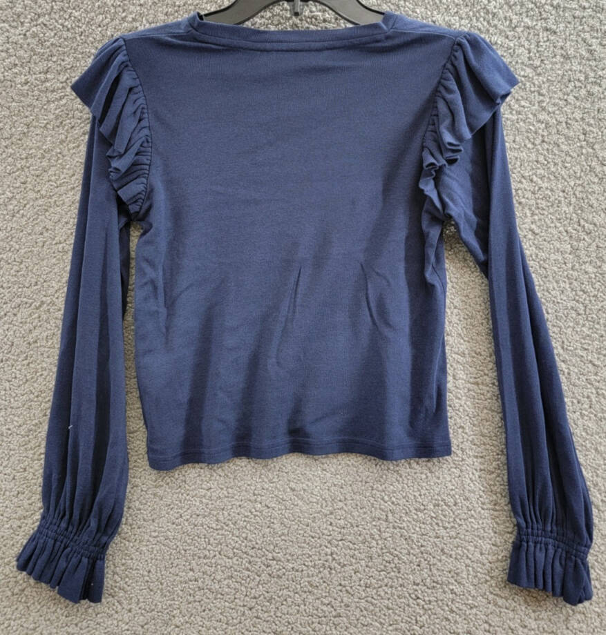 Polo Ralph Lauren Ruffled Cotton-Modal Long-Sleeve Top Big Girls L(12-14) Navy