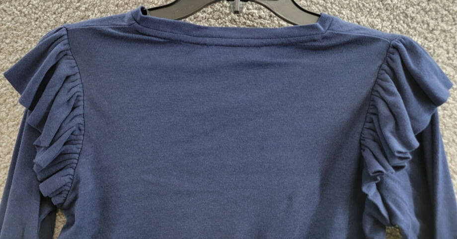 Polo Ralph Lauren Ruffled Cotton-Modal Long-Sleeve Top Big Girls L(12-14) Navy