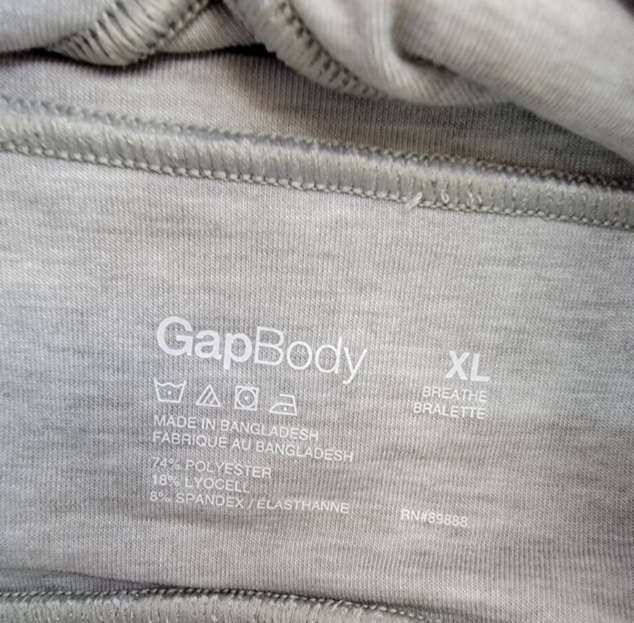 GAP GapBody Breathe Full Coverage Bralette Womens XL Heather Grey Pullover Style