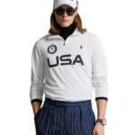 Polo Ralph Lauren Team USA Micro Dot Quarter Zip Sweatshirt Men's White 2XL