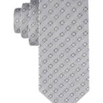 Calvin Klein Square Grid Neat Tie Men's One Size Gray Classic Design Pointed