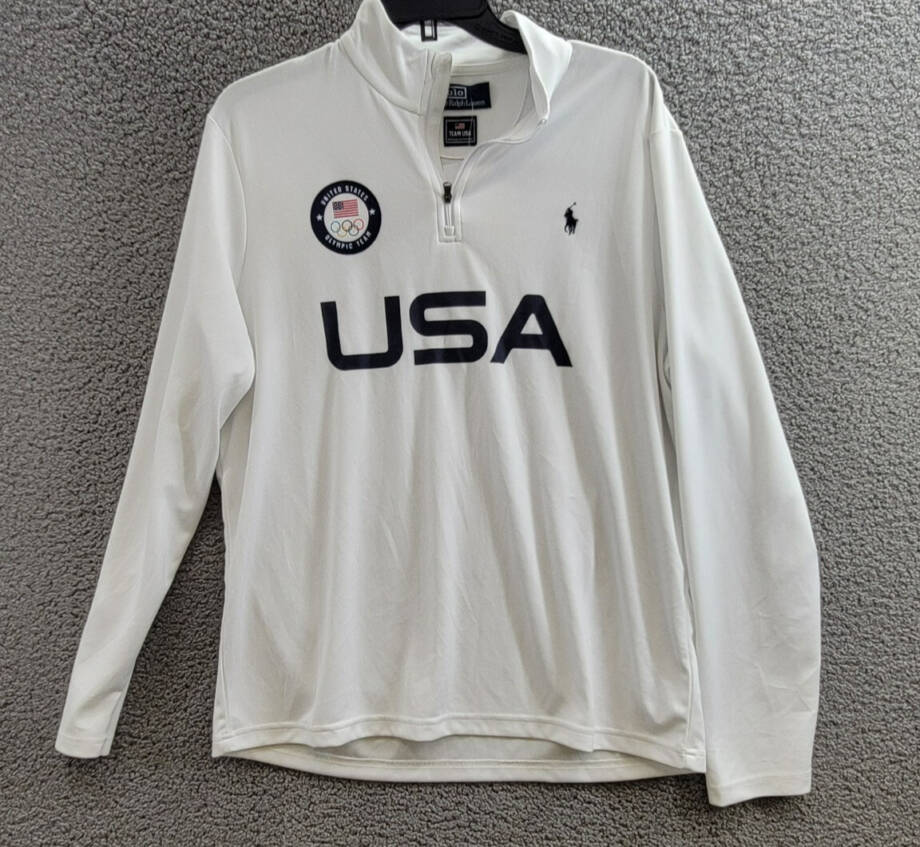 Polo Ralph Lauren Team USA Micro Dot Quarter Zip Sweatshirt Men's White 2XL