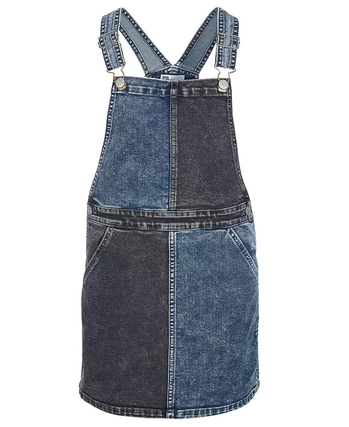 Epic Threads Twist Denim Skirtall Girls' 14 Indigo Black Wash Square Neck Button