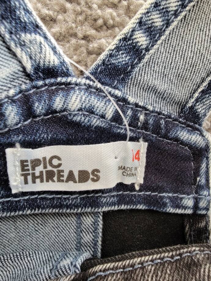 Epic Threads Twist Denim Skirtall Girls' 14 Indigo Black Wash Square Neck Button