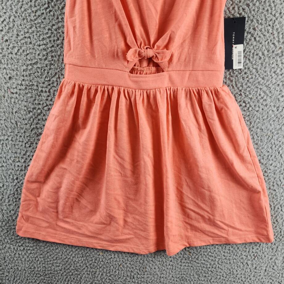 Tommy Hilfiger Embroidered-Logo Dress Girls M(8-10) Peach Dusk Crewneck Pullover