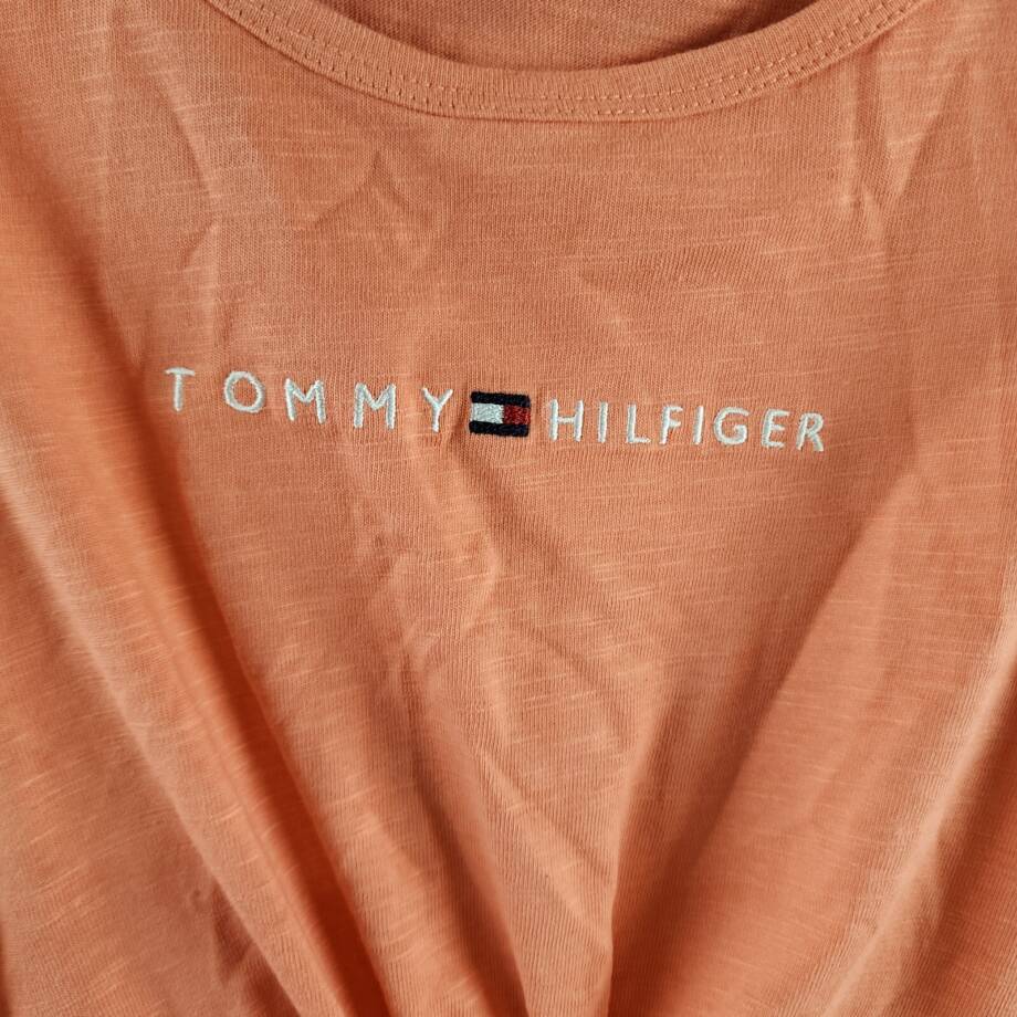 Tommy Hilfiger Embroidered-Logo Dress Girls M(8-10) Peach Dusk Crewneck Pullover