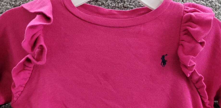 Polo Ralph Lauren Ruffle Long-Sleeve Top Girls' 2 College Pink Crewneck Pullover