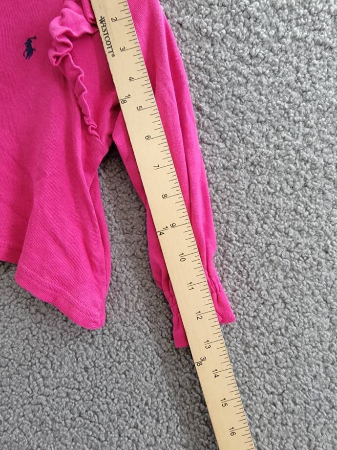 Polo Ralph Lauren Ruffle Long-Sleeve Top Girls' 2 College Pink Crewneck Pullover