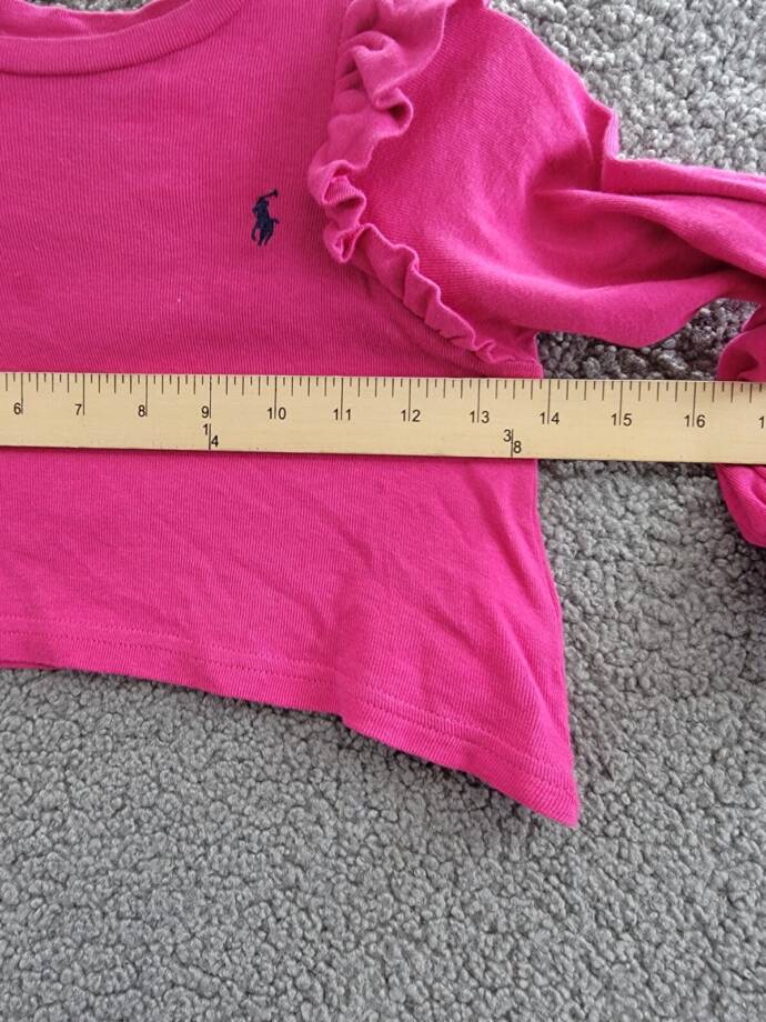 Polo Ralph Lauren Ruffle Long-Sleeve Top Girls' 2 College Pink Crewneck Pullover