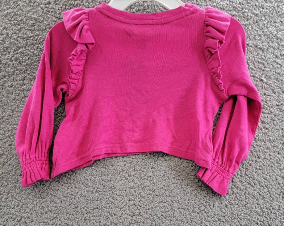 Polo Ralph Lauren Ruffle Long-Sleeve Top Girls' 2 College Pink Crewneck Pullover