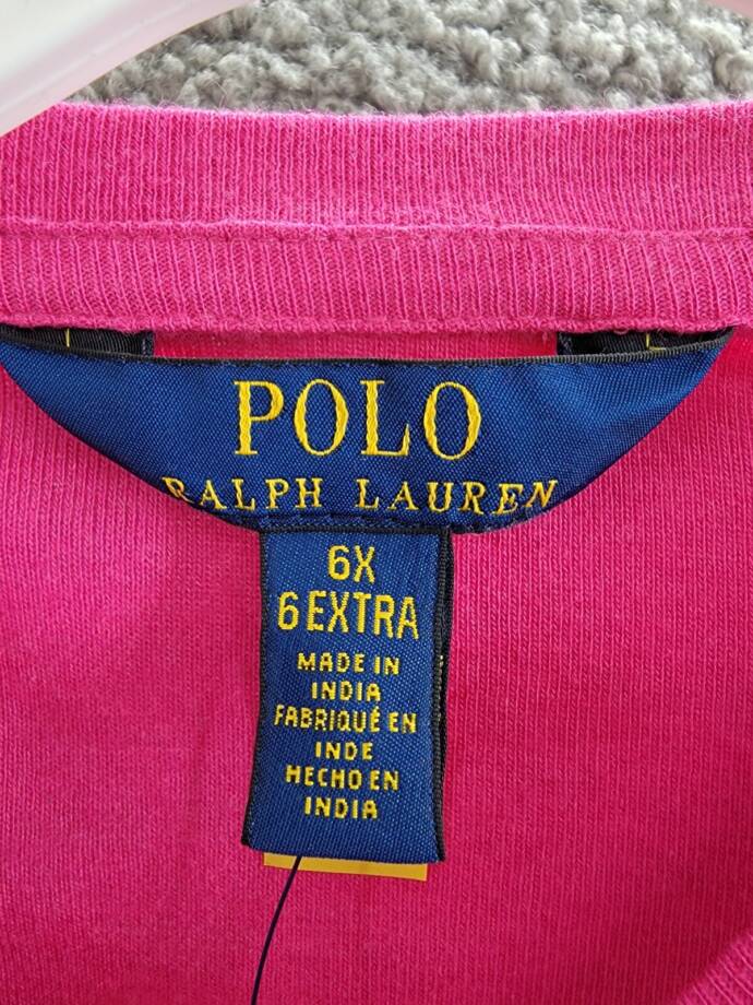 Polo Ralph Lauren Ruffle Long-Sleeve Top Girls 6X College Pink Crewneck Pullover