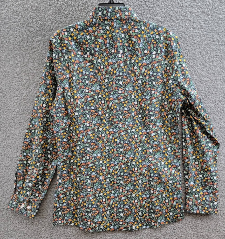 Bar III Slim-Fit Water Floral Dress Shirt Men's M (15-15.5) Navy Spice Stretch