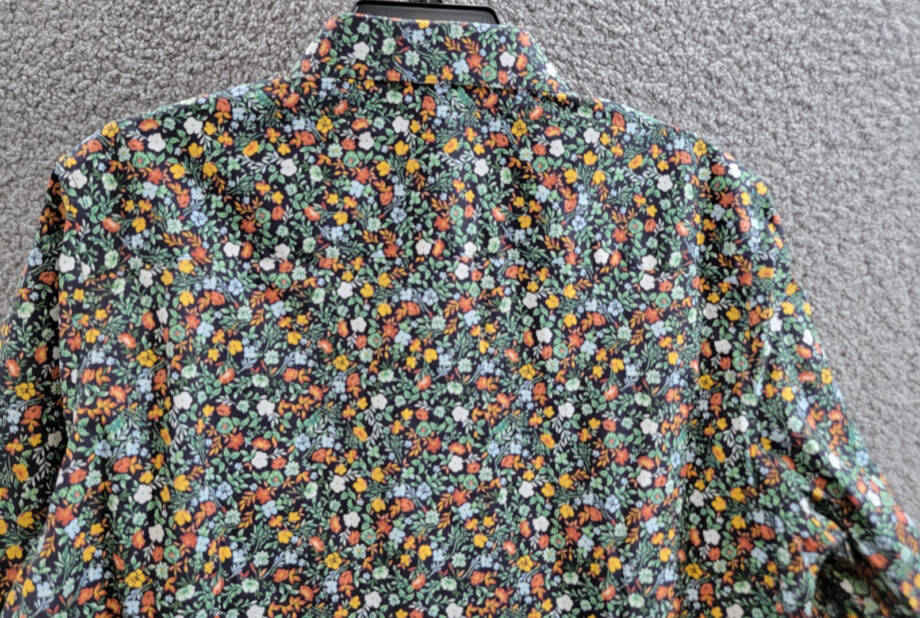 Bar III Slim-Fit Water Floral Dress Shirt Men's M (15-15.5) Navy Spice Stretch