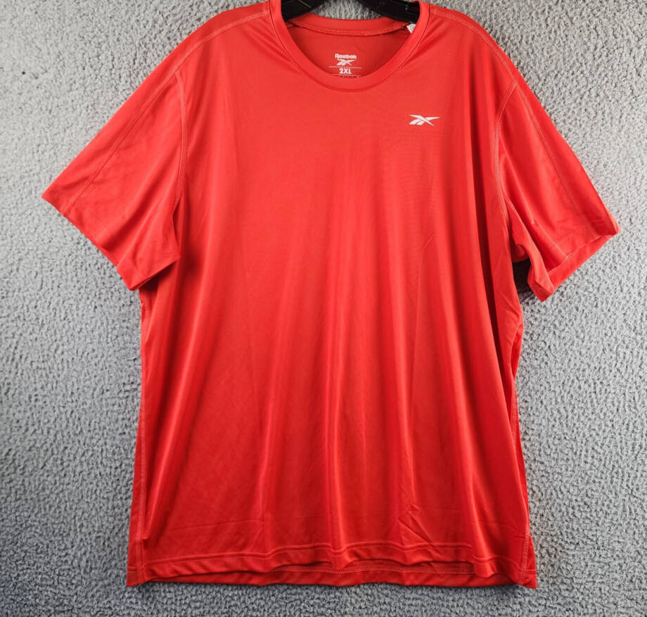 Reebok Short Sleeve Crewneck Training Tech T-Shirt Men's 2XL Red Logo Pullover