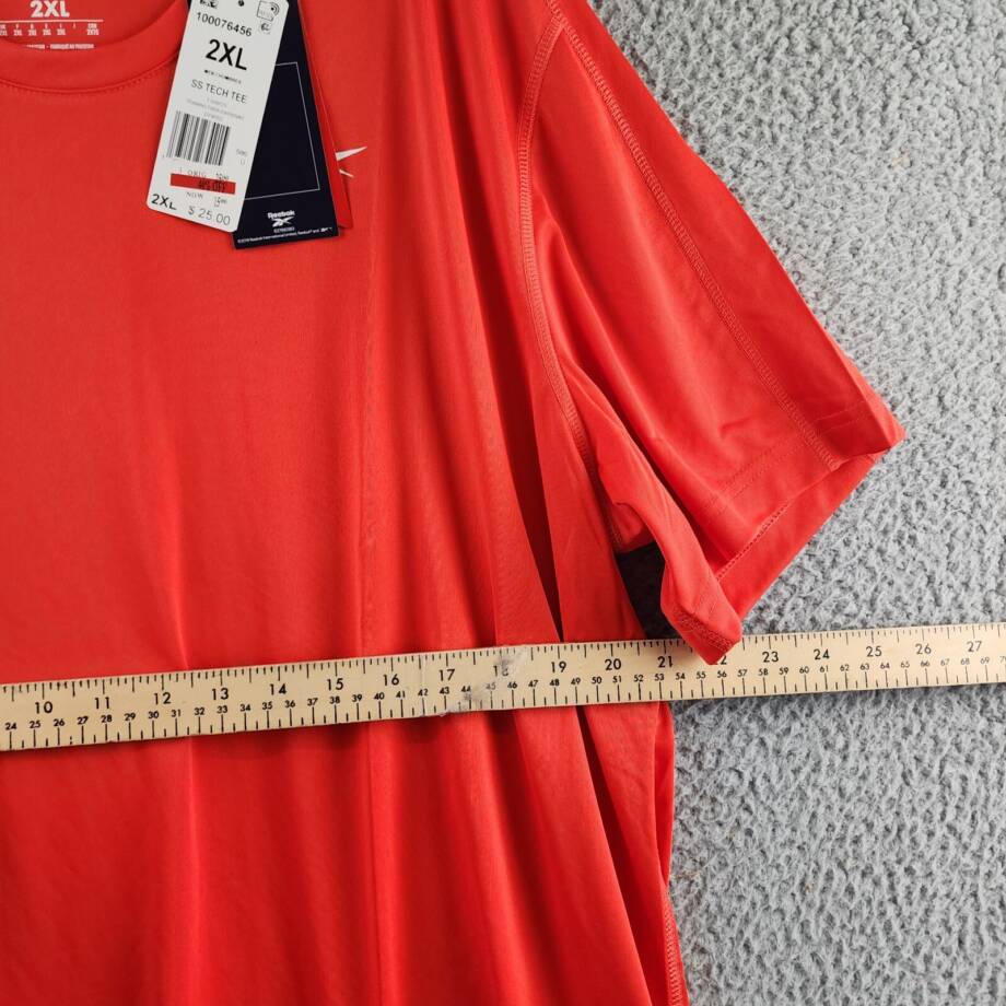 Reebok Short Sleeve Crewneck Training Tech T-Shirt Men's 2XL Red Logo Pullover