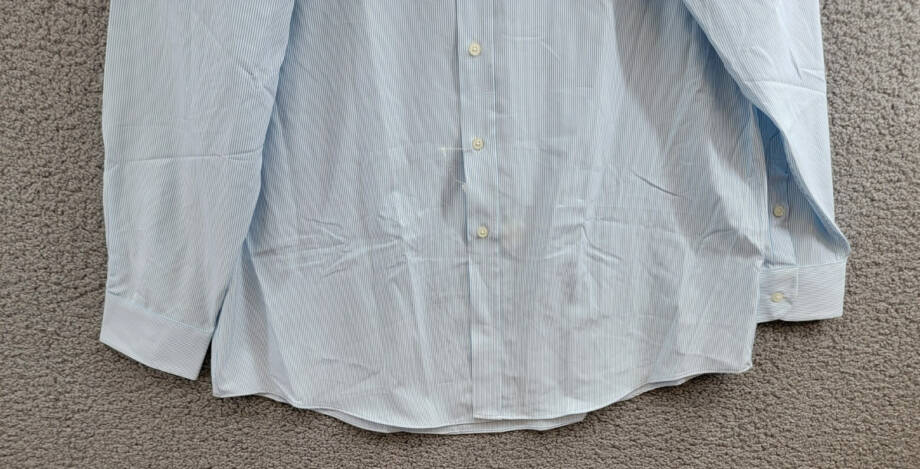 Club Room Regular Fit Traveler Fine Stripe Dress Shirt Men's 17 34-35 Light Blue
