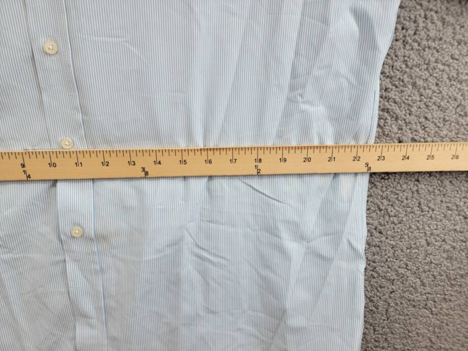 Club Room Regular Fit Traveler Fine Stripe Dress Shirt Men's 17 34-35 Light Blue
