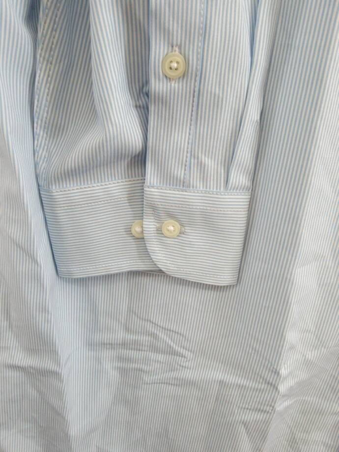 Club Room Regular Fit Traveler Fine Stripe Dress Shirt Men's 17 34-35 Light Blue