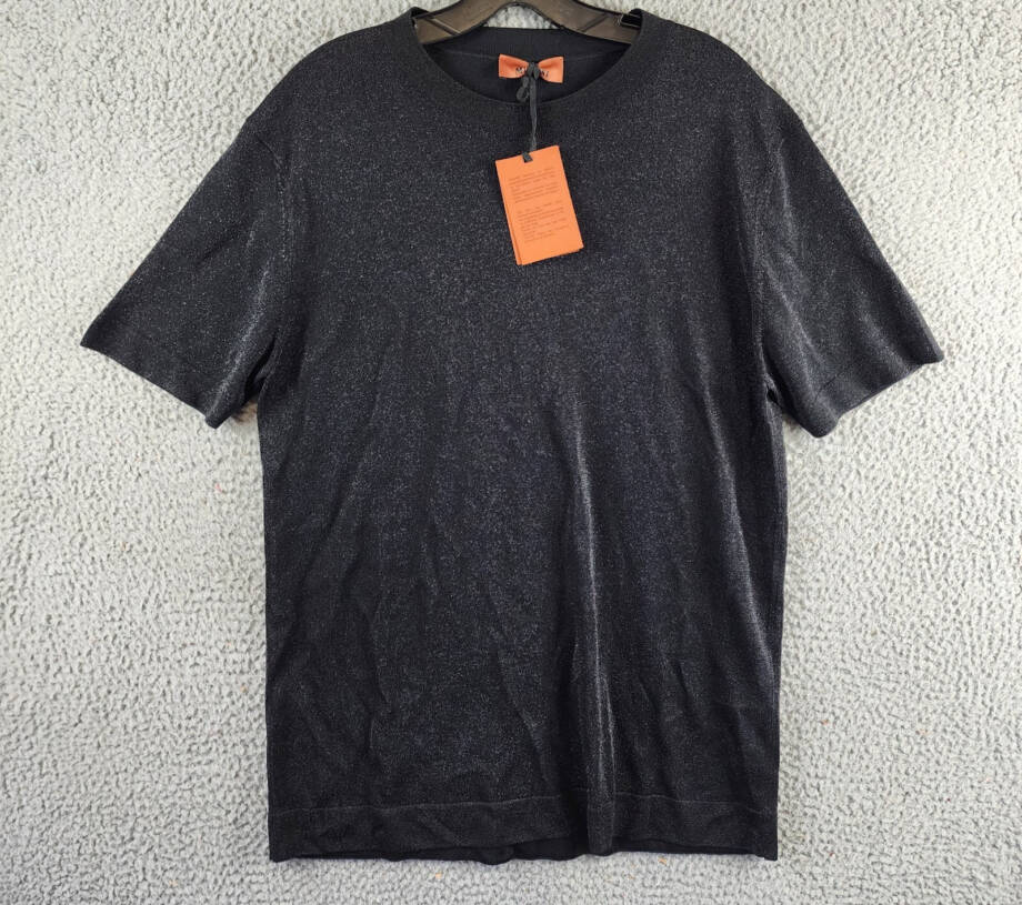Missoni Sparkle Short Sleeve T-Shirt Men's 48 Black Solid Crew Neck Pullover