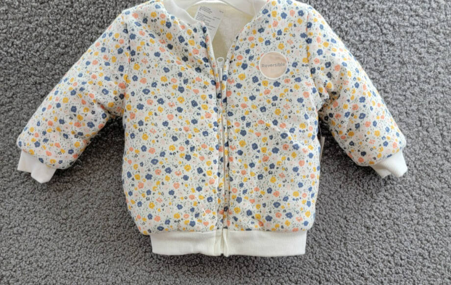 First Impressions Reversible Faux-Sherpa Jacket Baby Girls 12Mos Multi Full Zip