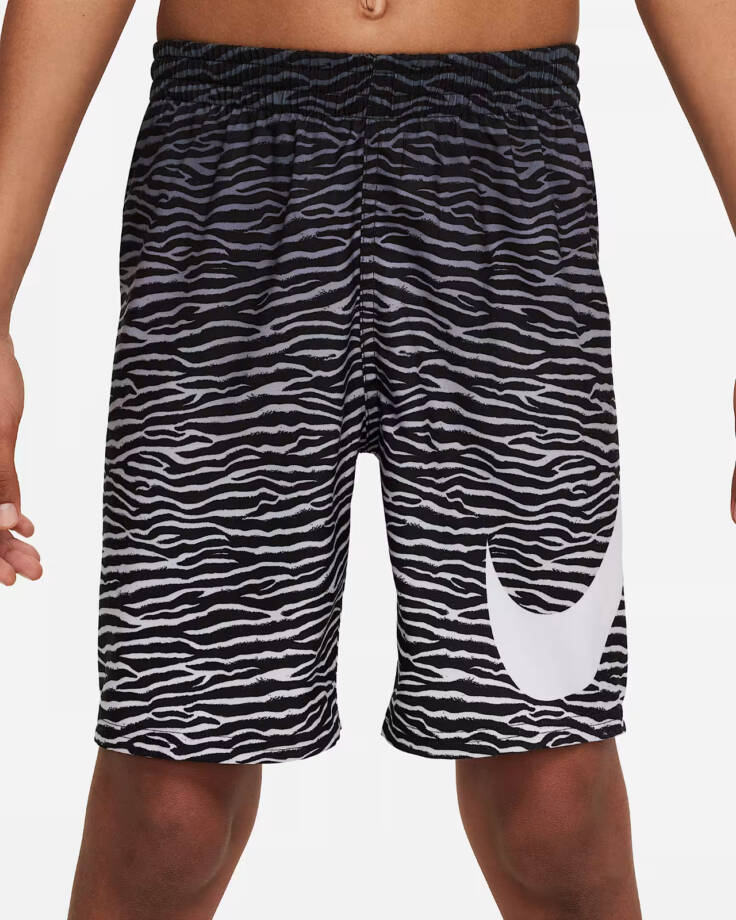 Nike Tiger Fade 7" Volley Swim Shorts Big Boys L Black/White Ombré Elastic Waist