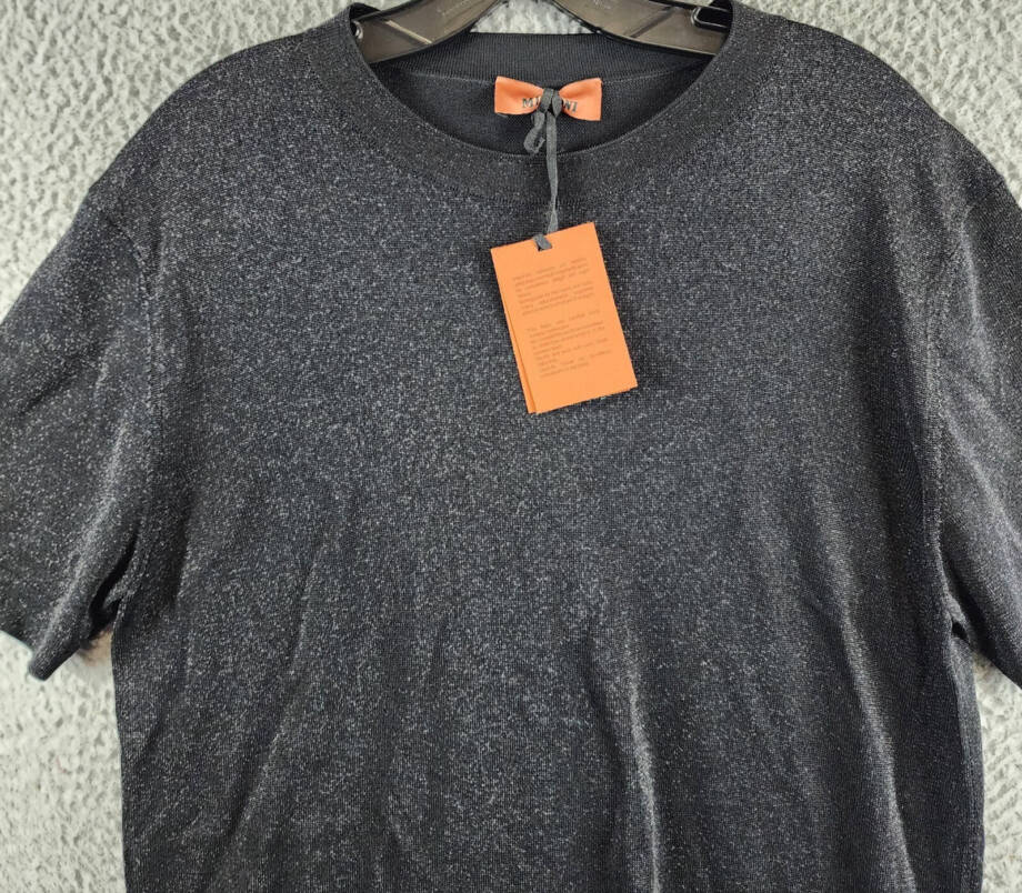Missoni Sparkle Short Sleeve T-Shirt Men's 48 Black Solid Crew Neck Pullover