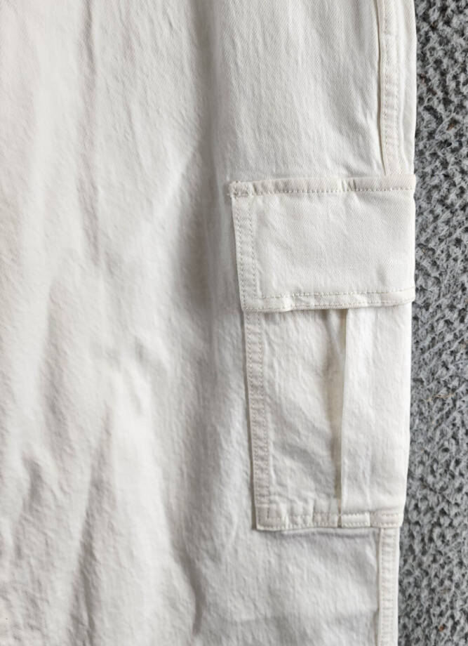 REBECCA MINKOFF Relaxed Cargo Pants Women's 29 Alabaster Zip & Button Closure