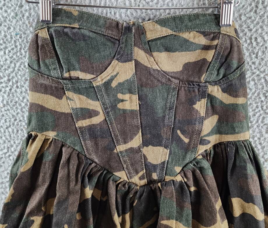 Madonna & Co Sweetheart Neck Corset Camo Top Women's S Multi Back Zip Closure