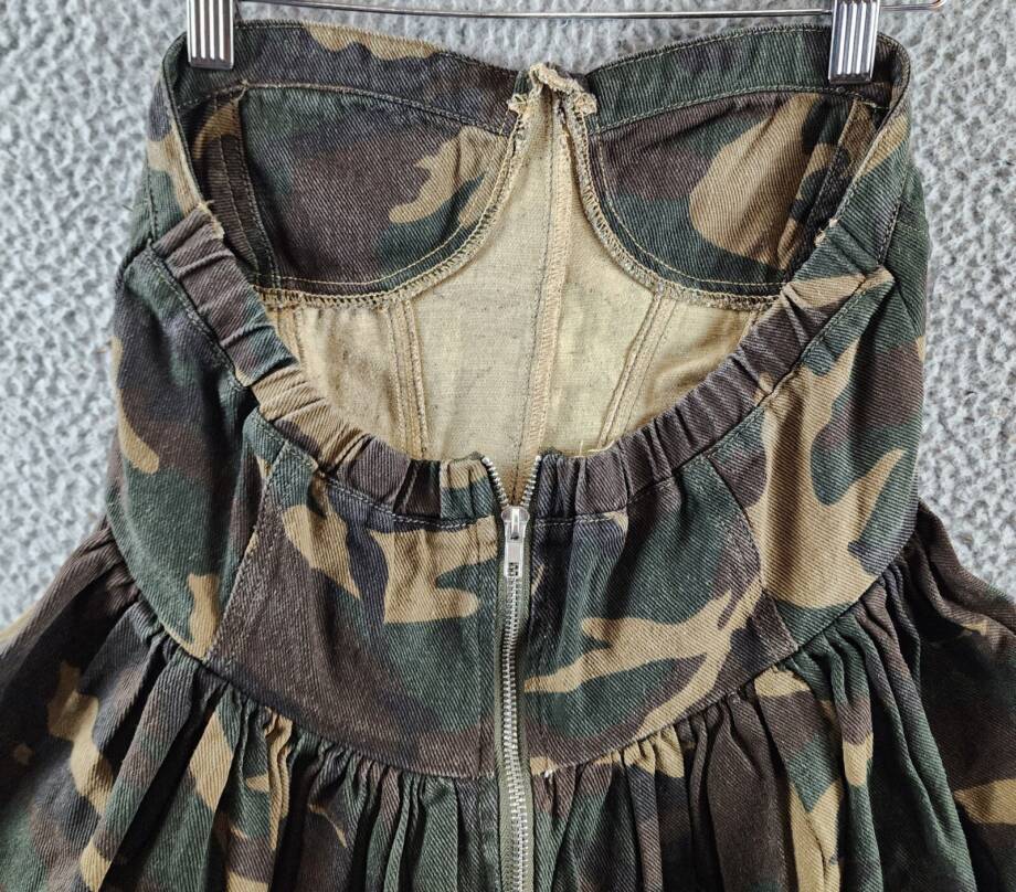 Madonna & Co Sweetheart Neck Corset Camo Top Women's S Multi Back Zip Closure