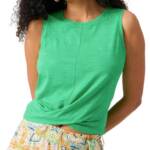 Sanctuary Twist-Front Tank Top Women's S Green Goddess Crewneck Heather Pullover