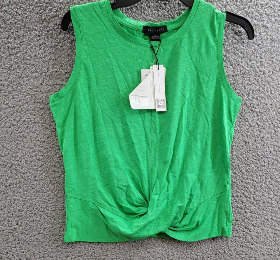 Sanctuary Twist-Front Tank Top Women's S Green Goddess Crewneck Heather Pullover