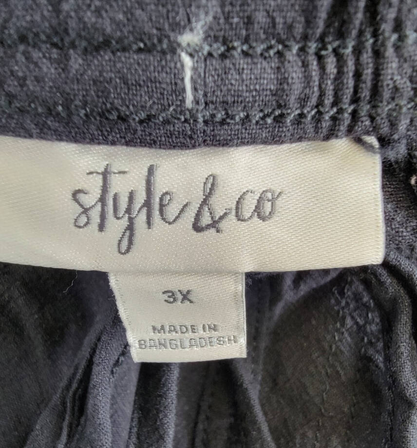 Style & Co Plus Size Drawstring Pull-On Shorts Womens 3X Deep Black Ruched Waist