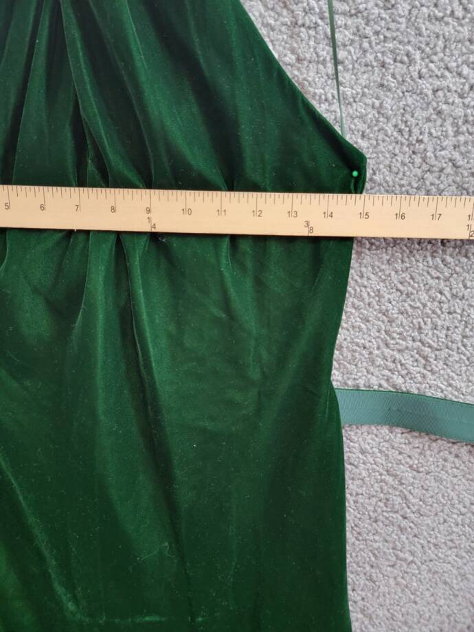 Lauren Ralph Lauren Belted Velvet Halter Dress Women's 2 Green Back Zip Closure