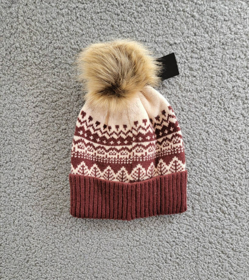 MARCUS ADLER The Joanne Faux Fur Pom-Pom Beanie Women's One Size Multi Ribbed