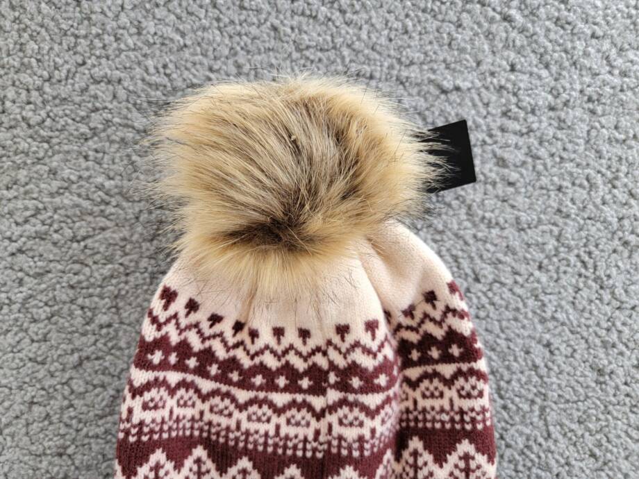 MARCUS ADLER The Joanne Faux Fur Pom-Pom Beanie Women's One Size Multi Ribbed