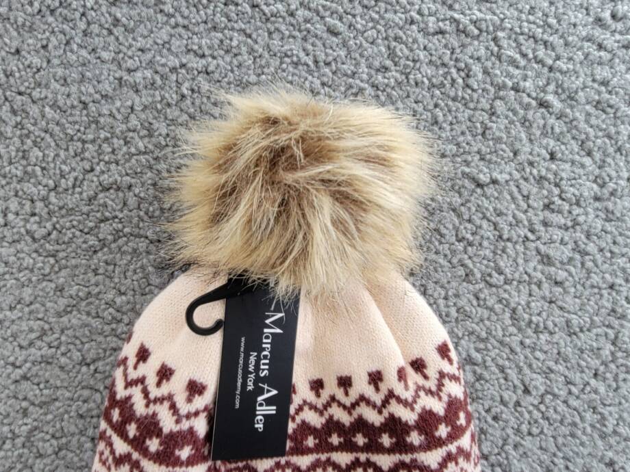 MARCUS ADLER The Joanne Faux Fur Pom-Pom Beanie Women's One Size Multi Ribbed